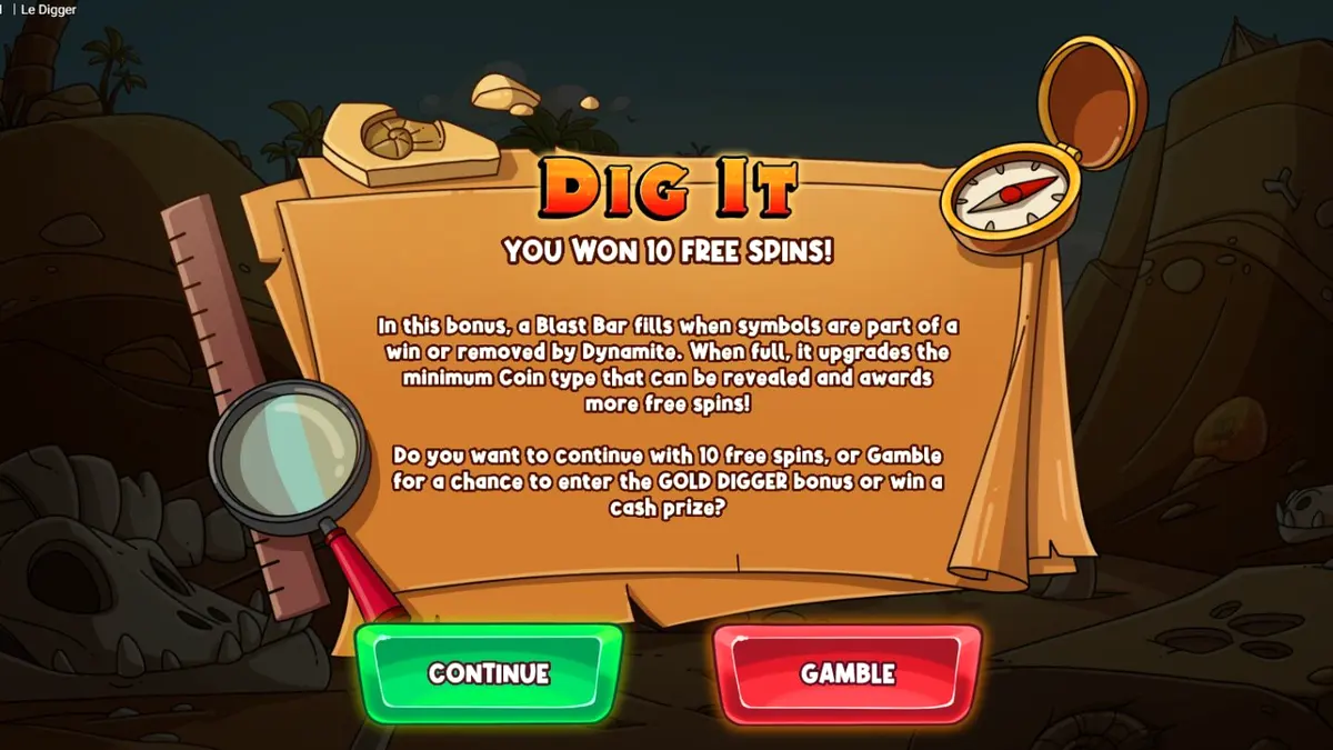 Tampilan visual slot Le Digger dengan karakter Smokey si rakun di latar gurun.