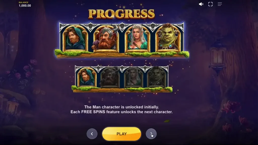Tampilan visual slot Land of Riches dengan tema hutan fantasi yang mistis